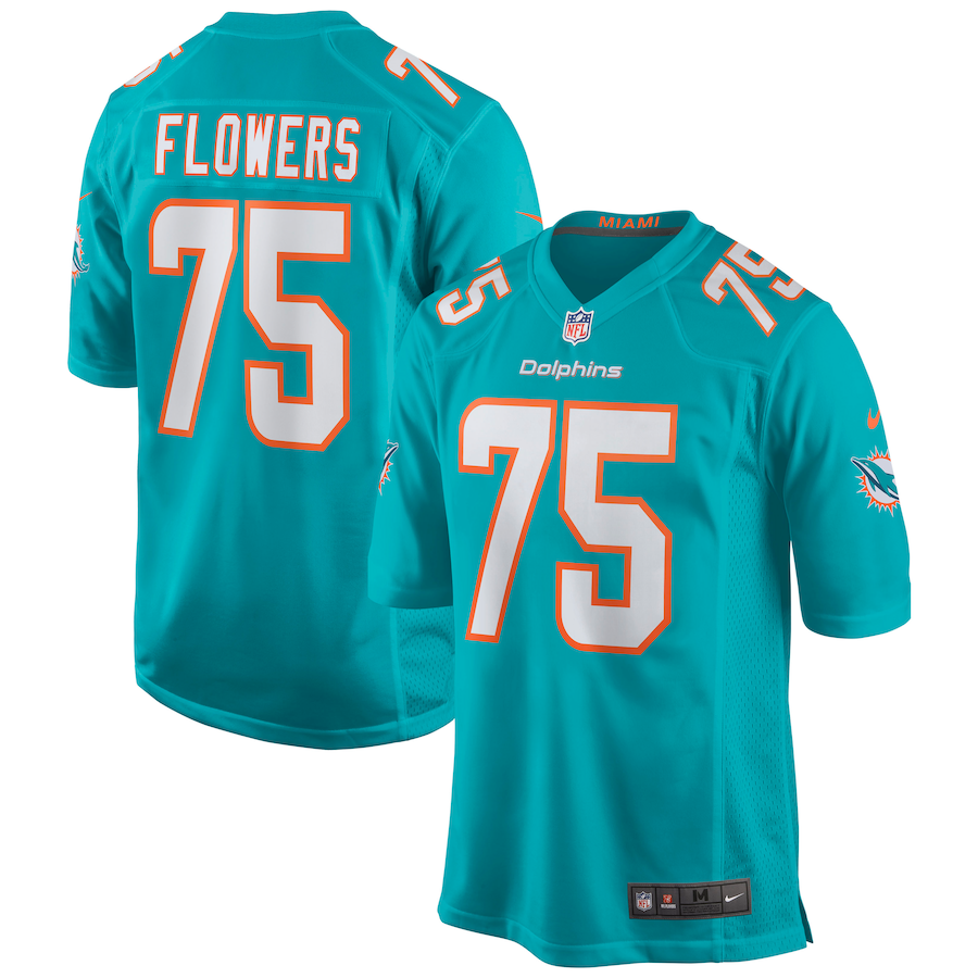 Men Miami Dolphins #75 Ereck Flowers Nike Green Game NFL Jersey->miami dolphins->NFL Jersey